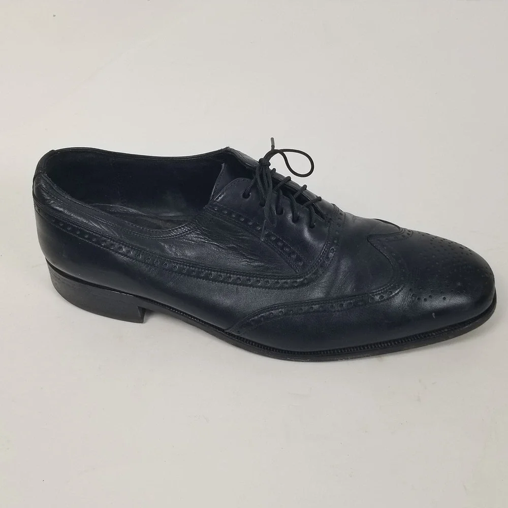 Florsheim‎ Dress Shoes Mens 11 D Black Wingtip Oxford Brogue Leather 17166-01